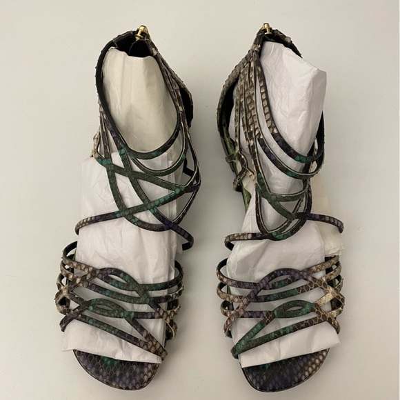 Hermes || Python Flat Caged Gladiator Sandals Multi Snake Reptile 37.5 - Picture 3 of 9
